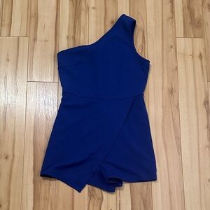 One-Shoulder Blue Romper